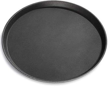 صينية خدمة دائري ربر لون اسود 30 سم