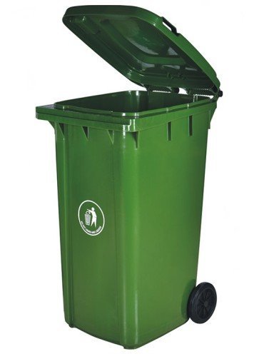 حاوية نفايات بعجال 120 لتر لون اخضر