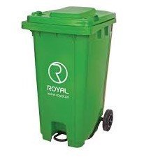 حاوية نفايات بعجال مع دعسة 100 لتر لون اخضر